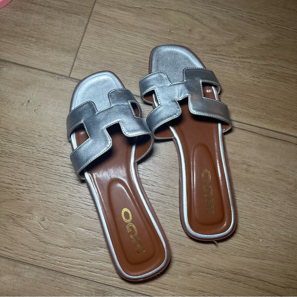 Silver Women's Slide Sandals